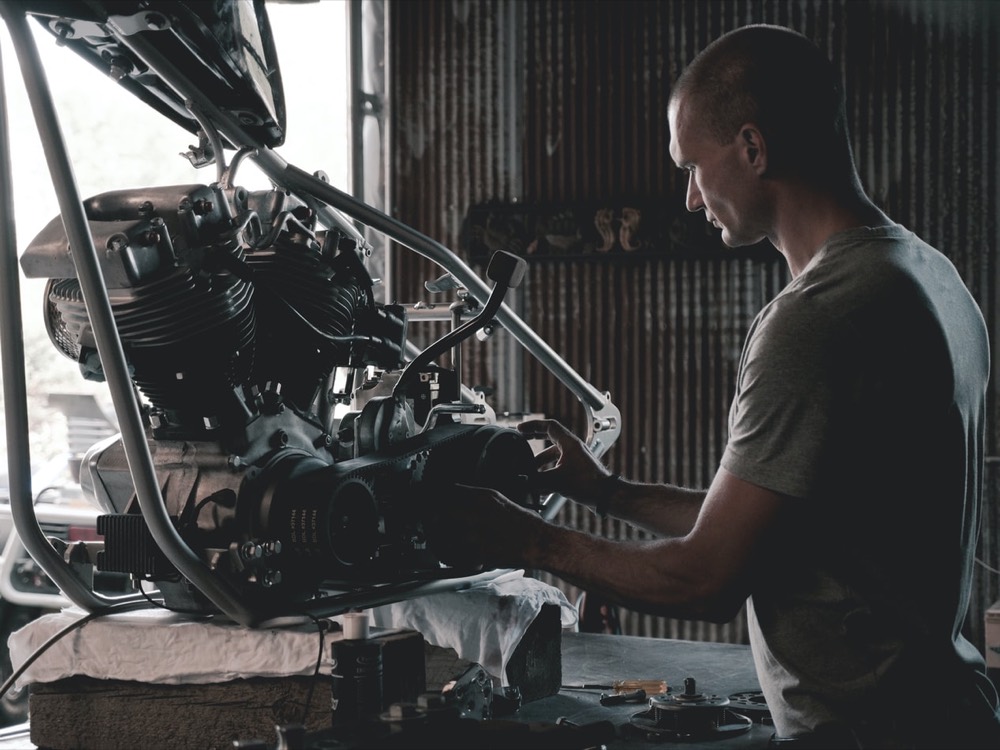 Mechanic working on an engine